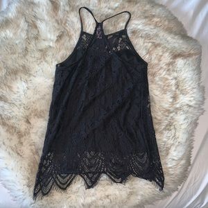 Black lace halter top